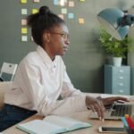 Indian woman entrepreneur working in office